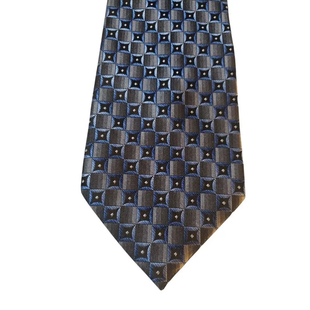 Joseph & Feiss Mens‎ Tie Necktie Designer Luxury Silver Blue Black Geometric